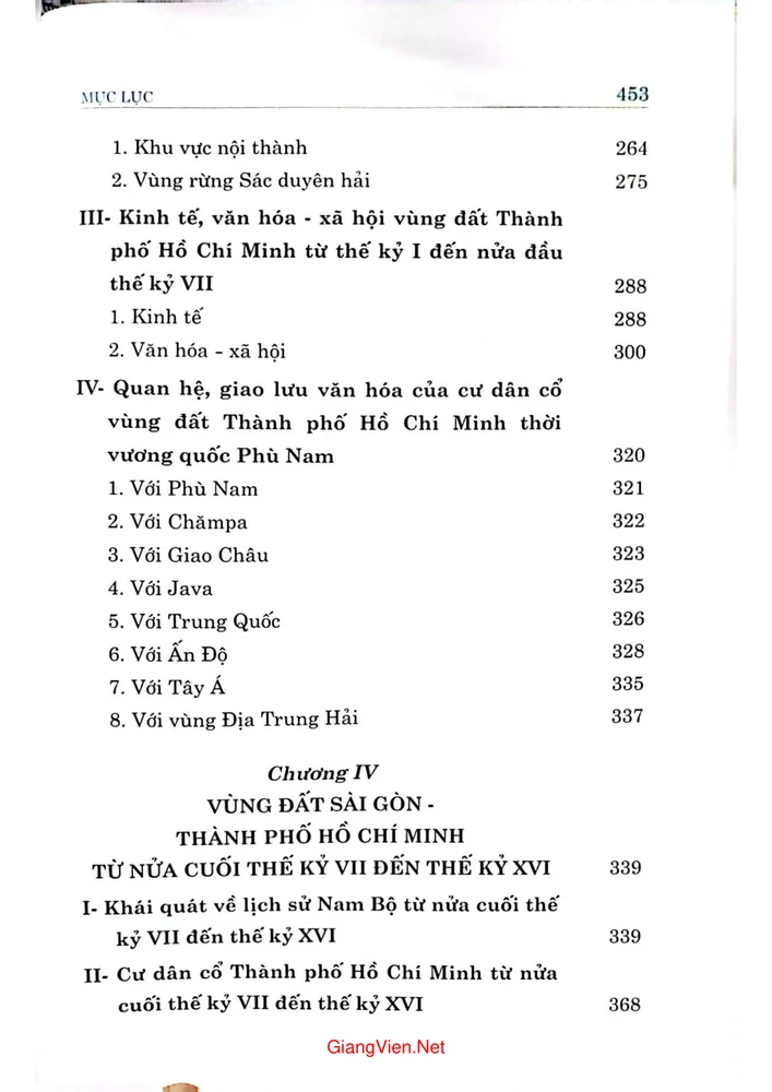 Mục lục chi tiết trang 2 sách Lịch sử Sài Gòn thành phố Hồ Chí Minh, tập 1, vùng đất Sài Gòn thành phố Hồ Chí Minh từ khởi nguyên đến thế kỷ XVI
