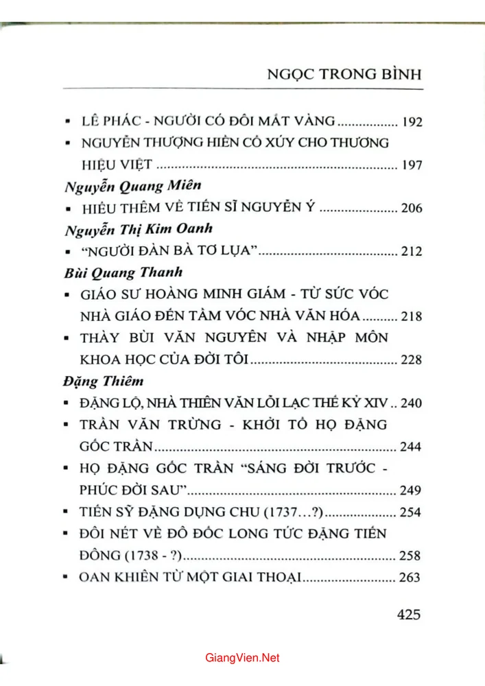 Mục lục chi tiết trang 3 sách Ngọc trong bình - 2025