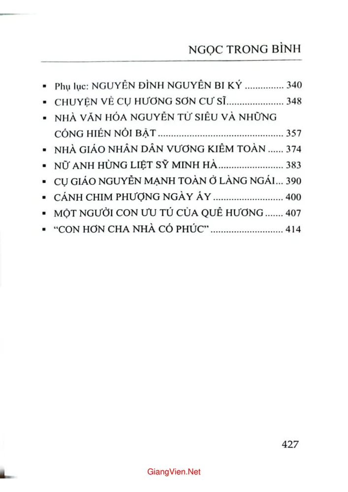 Mục lục chi tiết trang 5 sách Ngọc trong bình - 2025