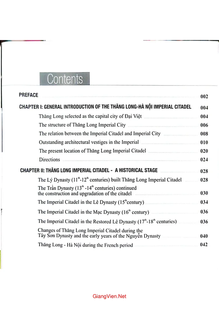 Mục lục chi tiết trang 1 sách Hoàng thành Thăng Long (phiên bản 2)