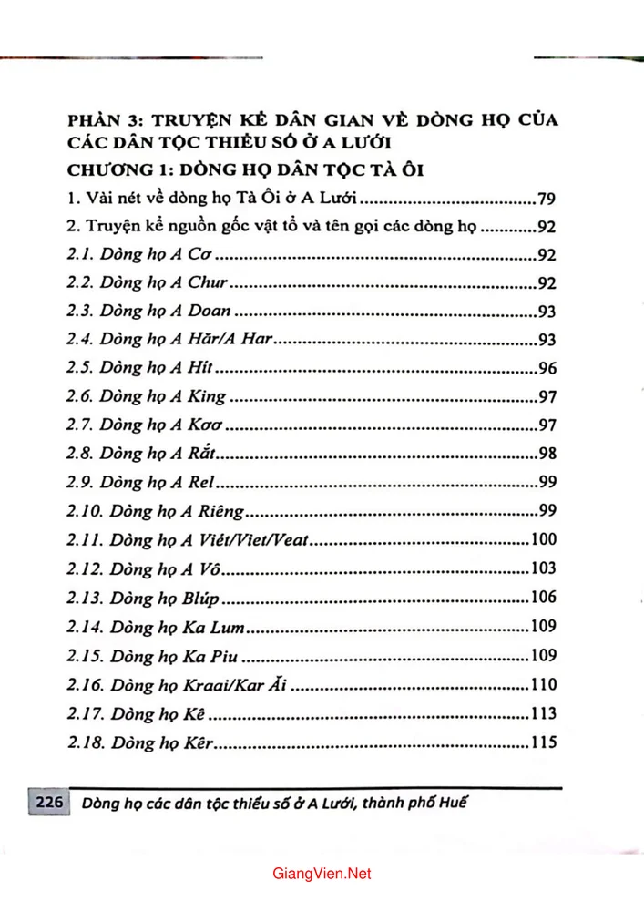 Trang 2 - Ảnh minh họa nội dung sách Dòng họ các dân tộc thiểu số ở A Lưới, thành phố Huế 2025