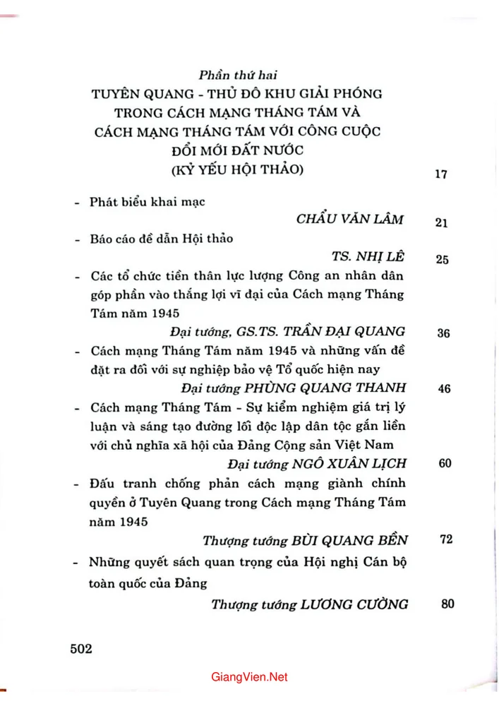 Trang 2 - Ảnh minh họa nội dung sách Tuyên Quang thủ đô khu giải phóng trong cách mạng tháng 8 và cách mạng tháng 8 với công cuộc đổi mới đất nước