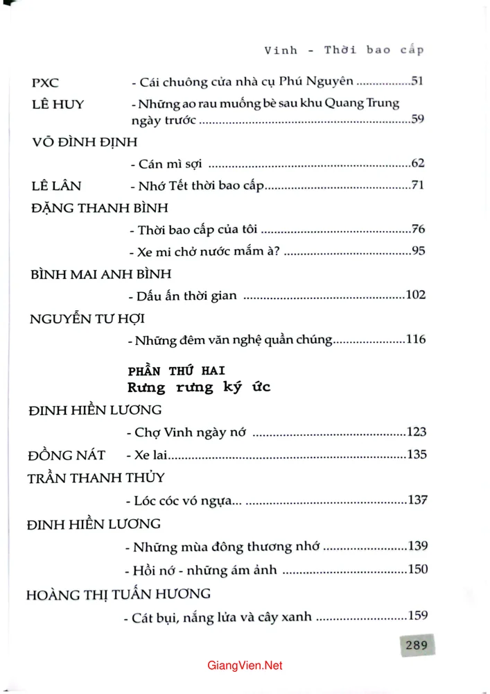 Mục lục chi tiết trang 1 sách Vinh thời bao cấp