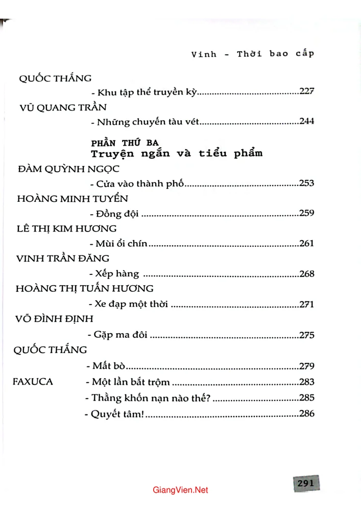 Mục lục chi tiết trang 3 sách Vinh thời bao cấp