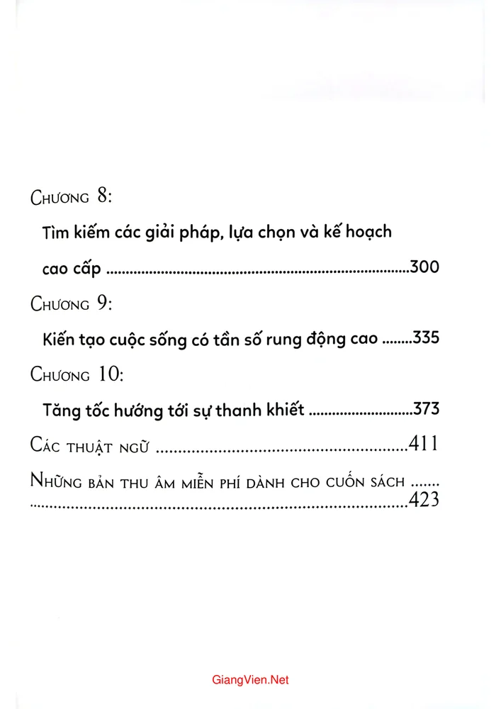 Mục lục chi tiết trang 2 sách Tần số rung động quyền năng tiến hóa của linh hồn