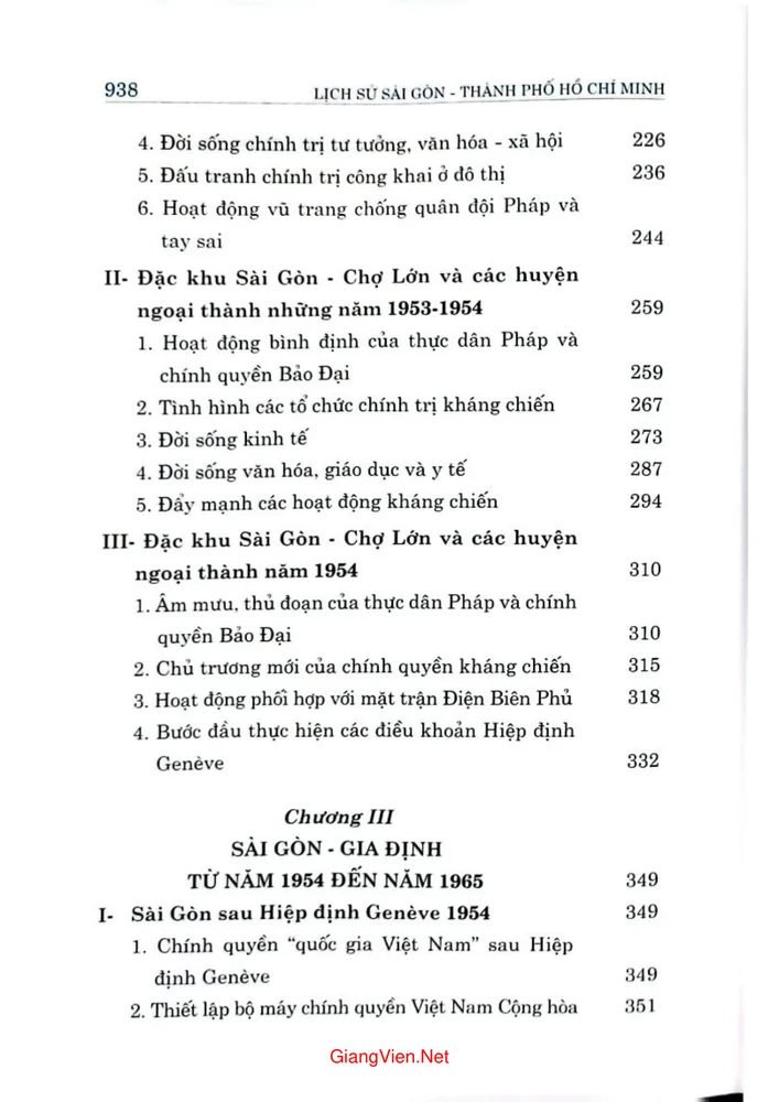 Mục lục chi tiết trang 2 sách Lịch sử Sài Gòn thành phố Hồ Chí Minh, tập 4, Sài Gòn, Gia Định