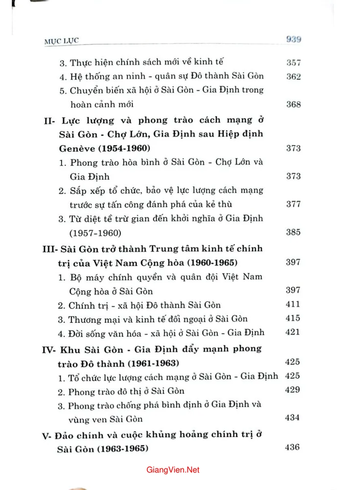 Mục lục chi tiết trang 3 sách Lịch sử Sài Gòn thành phố Hồ Chí Minh, tập 4, Sài Gòn, Gia Định