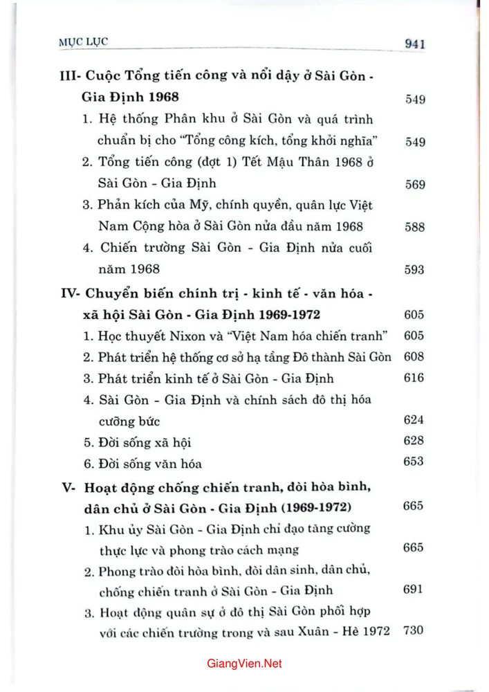 Mục lục chi tiết trang 5 sách Lịch sử Sài Gòn thành phố Hồ Chí Minh, tập 4, Sài Gòn, Gia Định