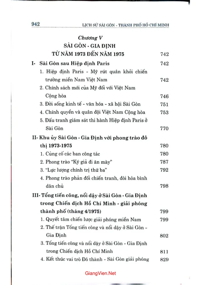 Mục lục chi tiết trang 6 sách Lịch sử Sài Gòn thành phố Hồ Chí Minh, tập 4, Sài Gòn, Gia Định