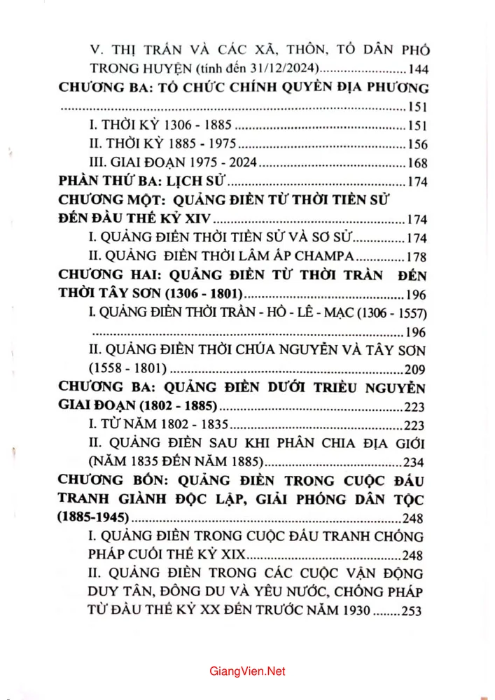 Mục lục chi tiết trang 1 sách Địa chí huyện Quảng Điền - 2025