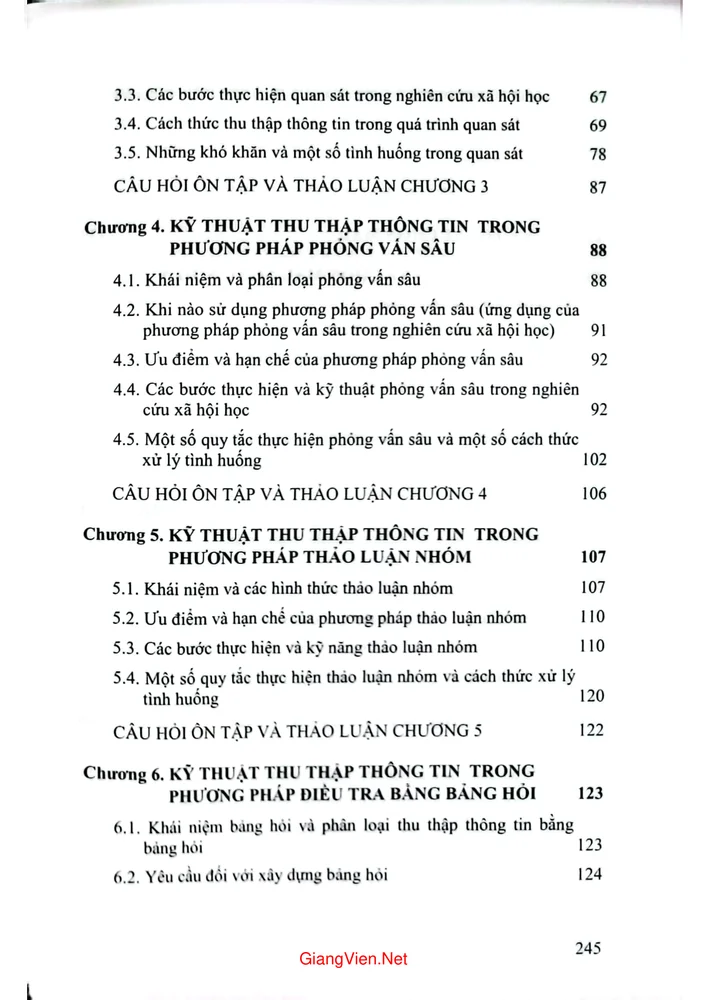 Trang 2 - Ảnh minh họa nội dung sách Giáo trình kỹ thuật thu thập thông tin và chọn mẫu tong nghiên cứu xã hội học