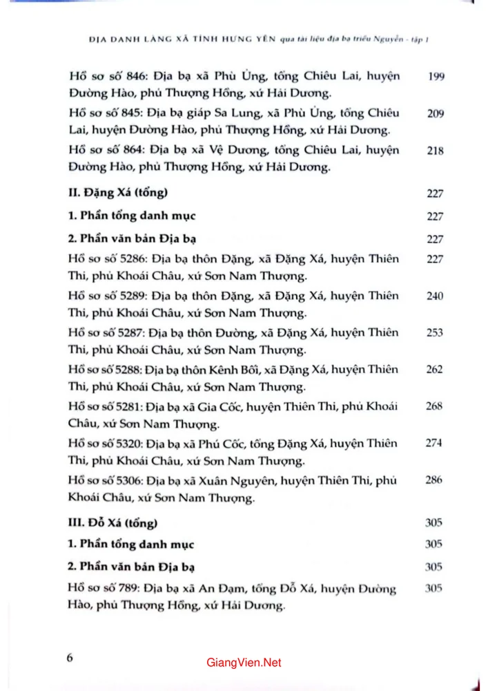 Trang 2 - Ảnh minh họa nội dung sách Địa danh làng xã tỉnh Hưng Yên qua tài liệu địa bạ triều Nguyễn tập 1