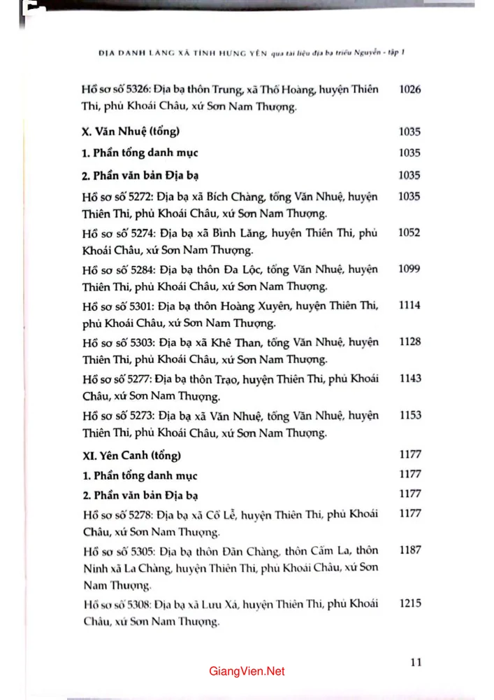 Trang 7 - Ảnh minh họa nội dung sách Địa danh làng xã tỉnh Hưng Yên qua tài liệu địa bạ triều Nguyễn tập 1
