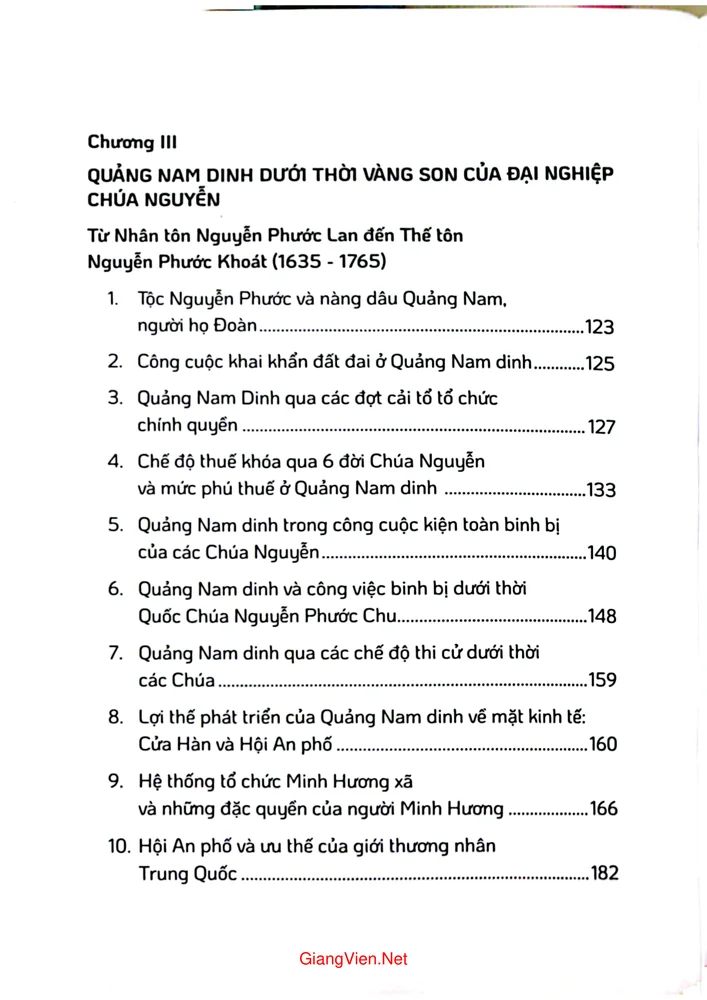 Mục lục chi tiết trang 2 sách Quảng Nam qua các thời đại
