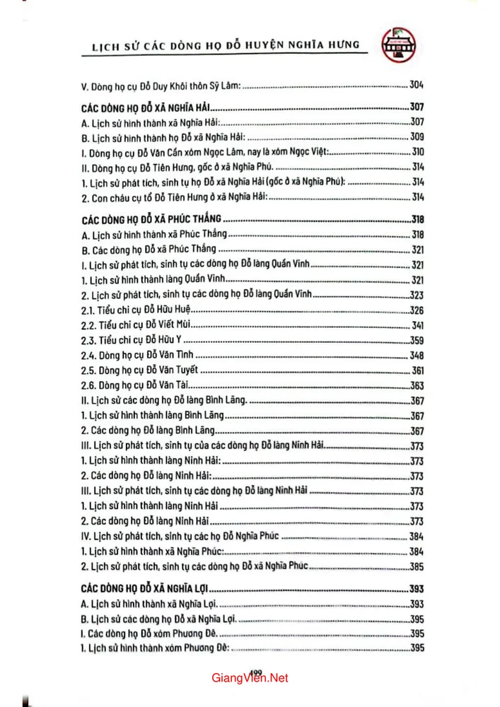 Mục lục chi tiết trang 4 sách Lịch sử các dòng họ Đỗ huyện Nghĩa Hưng