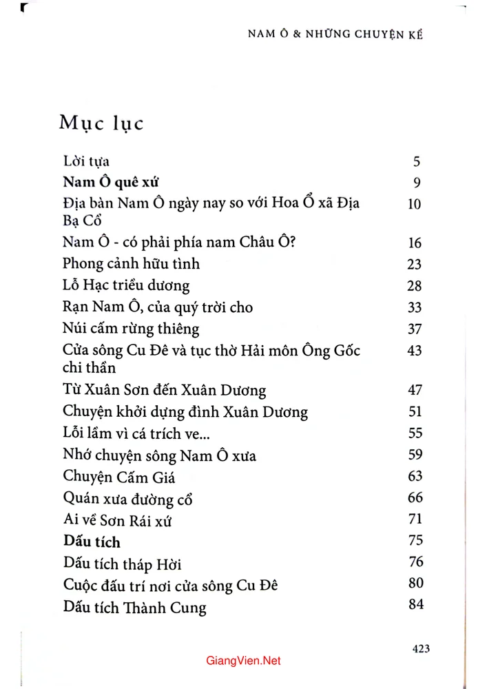 Trang bìa chính thức sách Nam Ô và những chuyện kể