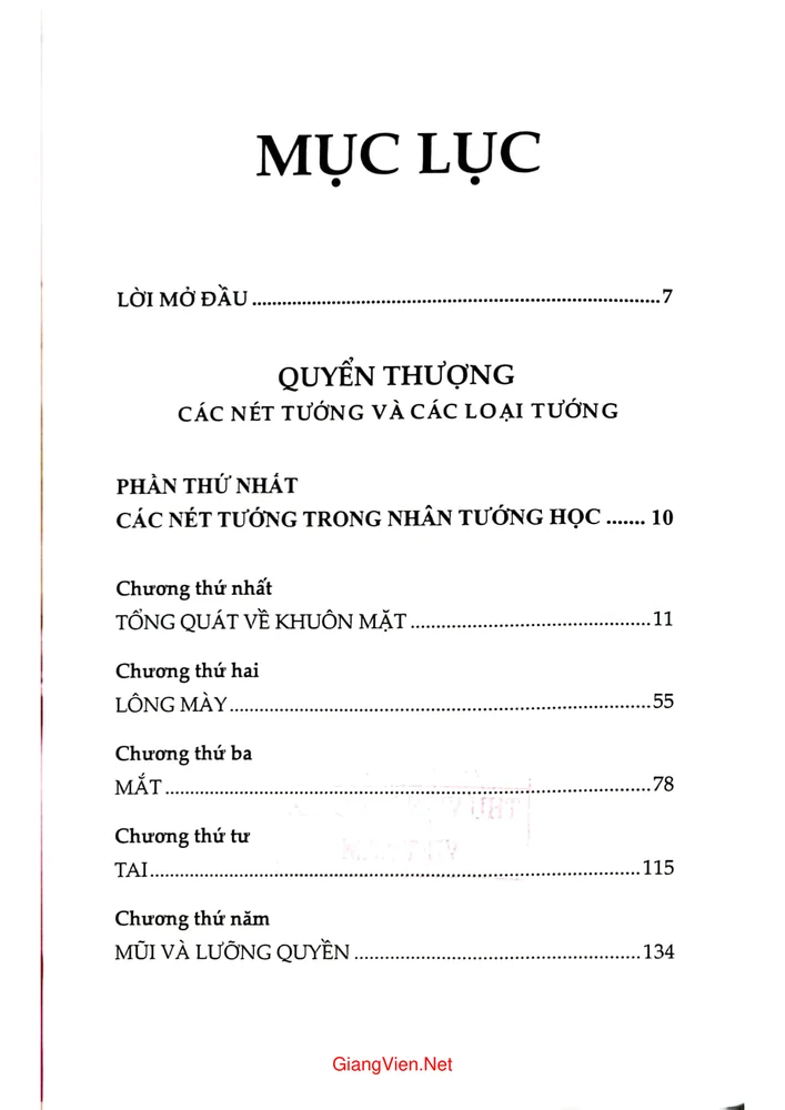 Trang 1 - Ảnh minh họa nội dung sách Nhân tướng học