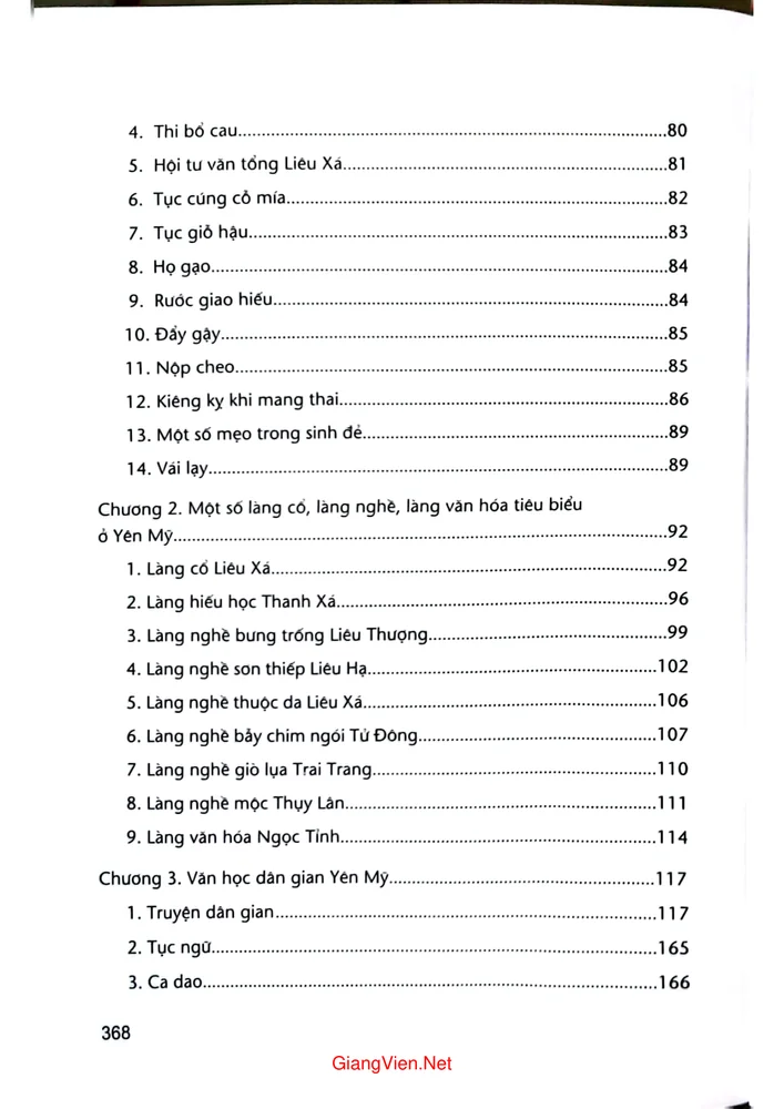 Mục lục chi tiết trang 1 sách Yên Mỹ truyền thống văn hiến và nhân vật lịch sử