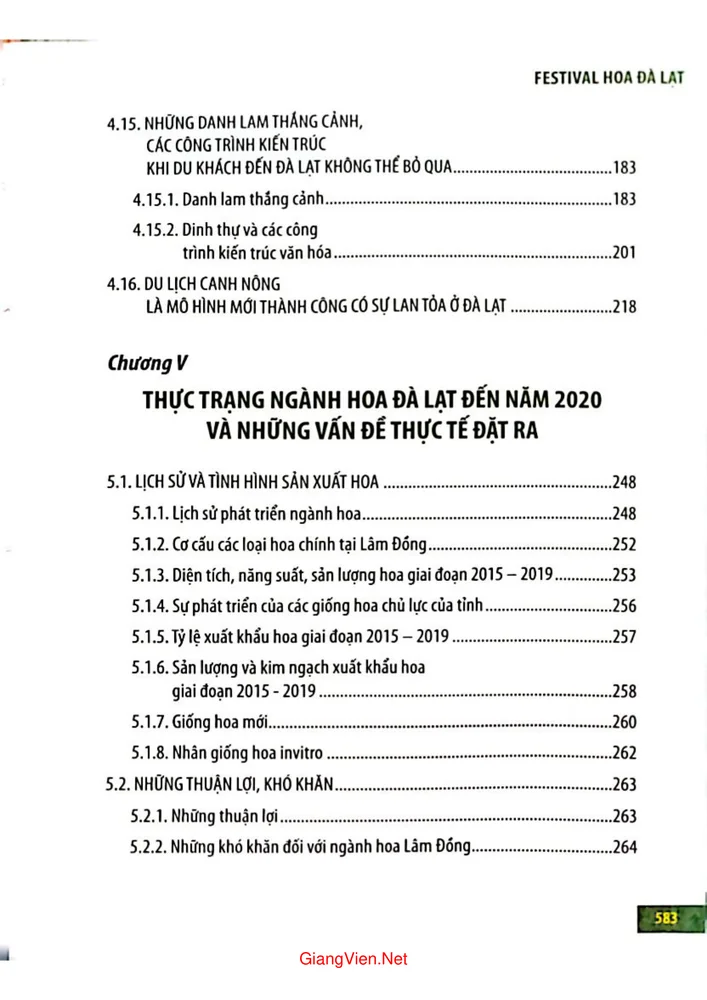 Mục lục chi tiết trang 5 sách Đà Lạt Festival hoa Đà Lạt tầm cỡ quốc gia và đẳng cấp quốc tế