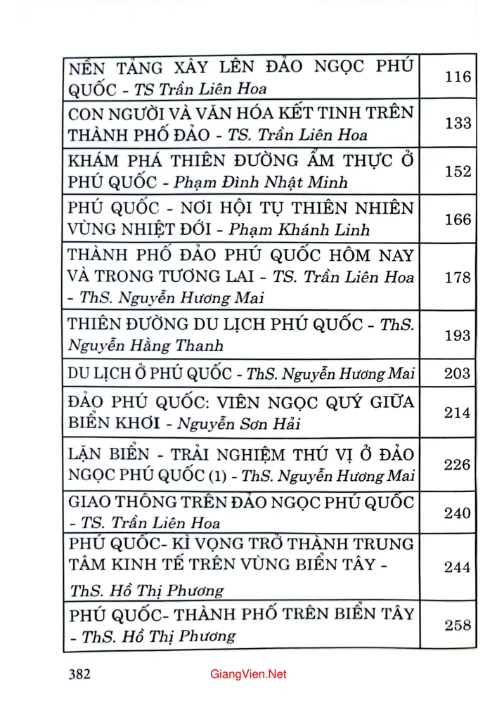 Mục lục chi tiết trang 1 sách Thành phố đảo Phú Quốc hành trình phát triển bền vững