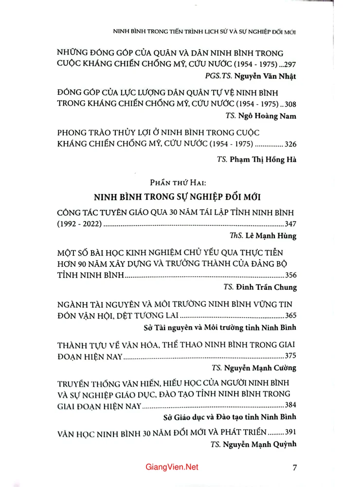 Trang 3 - Ảnh minh họa nội dung sách Ninh Bình trong tiến trình lịch sử và sự nghiệp đổi mới