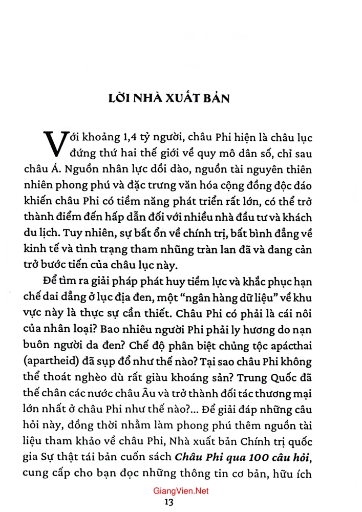 Mục lục chi tiết trang 8 sách Châu Phi qua 100 câu hỏi
