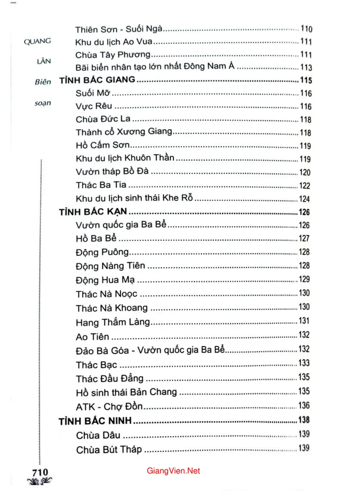 Mục lục chi tiết trang 1 sách Non nước Việt Nam 63 tỉnh thành
