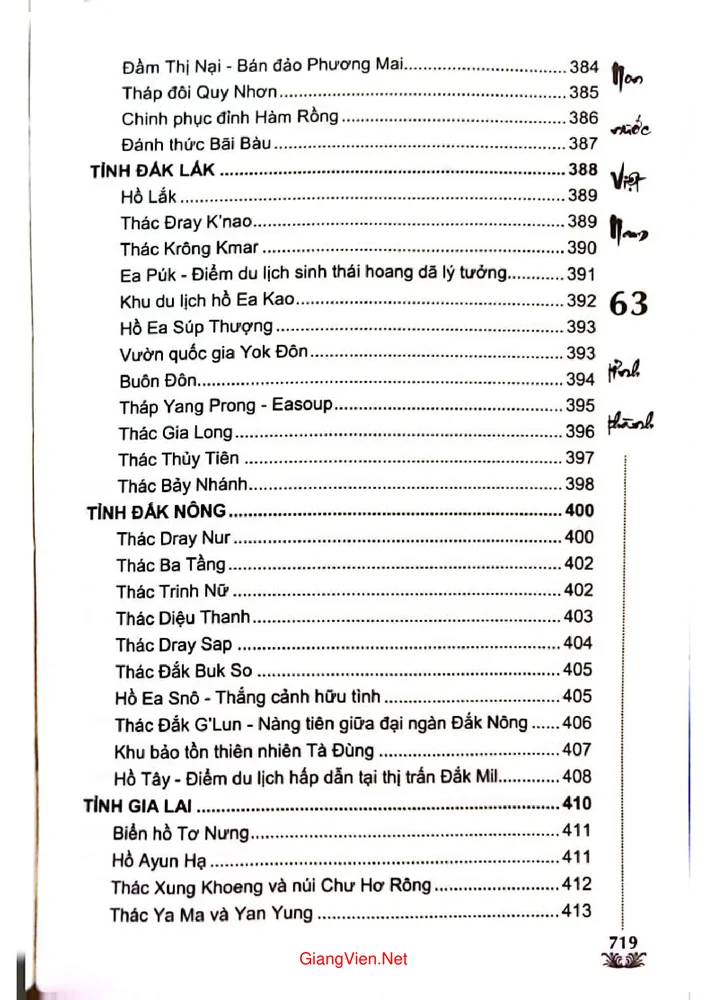 Mục lục chi tiết trang 10 sách Non nước Việt Nam 63 tỉnh thành