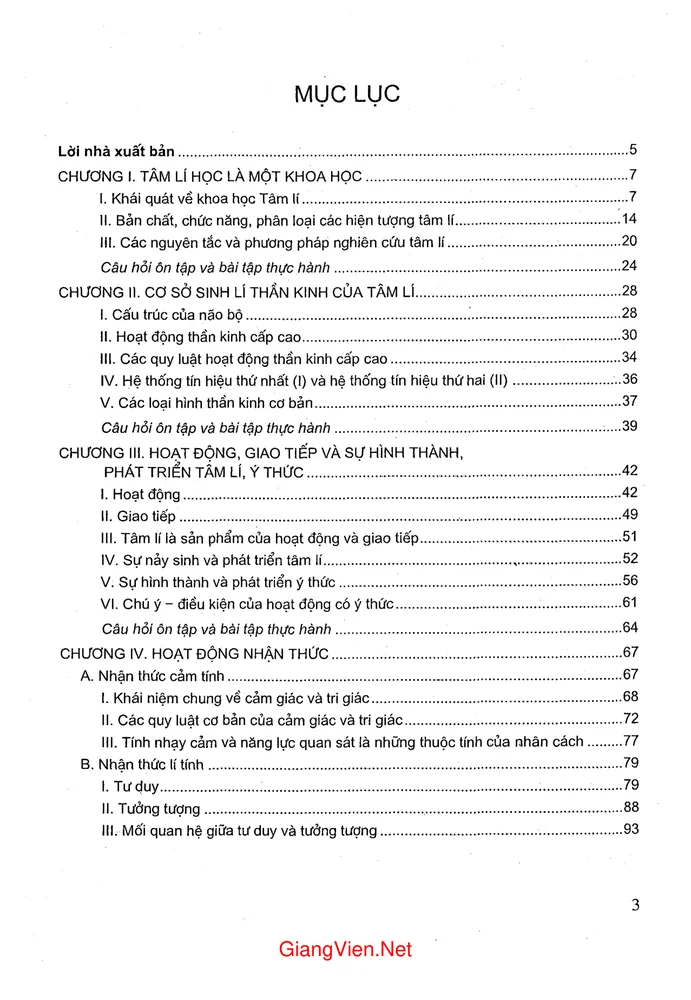 Trang 1 - Ảnh minh họa nội dung sách Giáo trình Tâm lý học đại cương (tác giả Nguyễn Quang Uẩn in lần thứ 20)