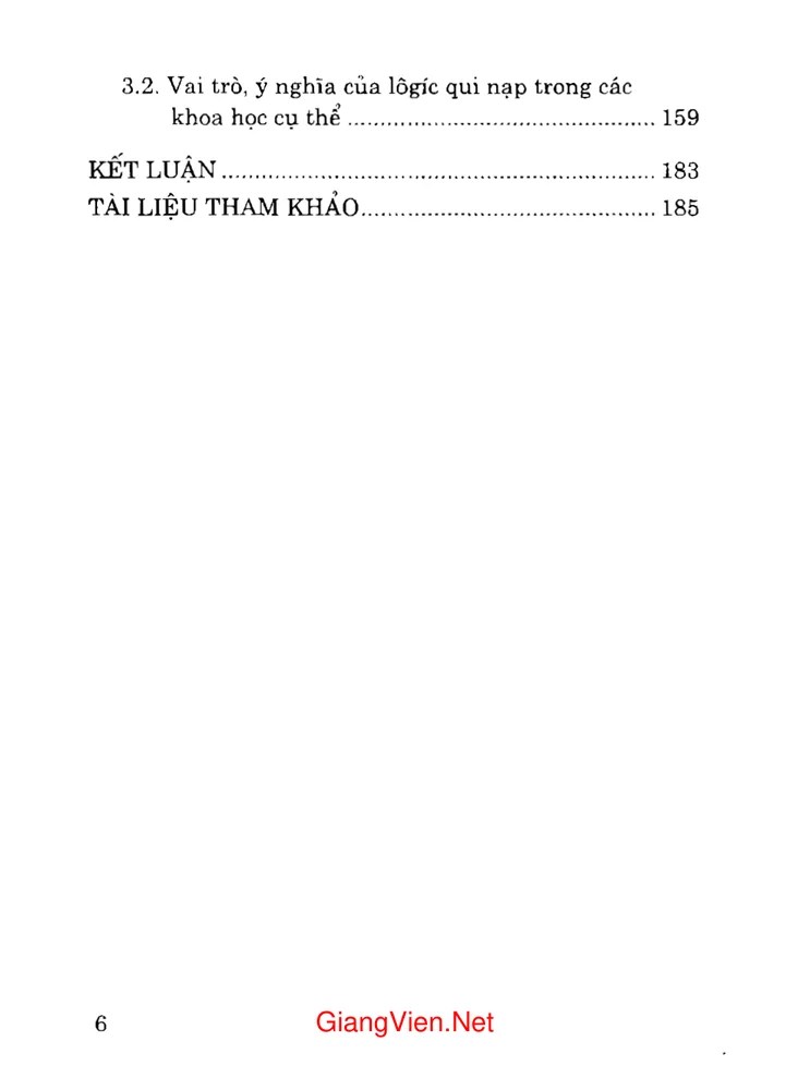 Mục lục chi tiết trang 1 sách Logic học quy nạp và vai trò của nó trong nhận thức khoa học