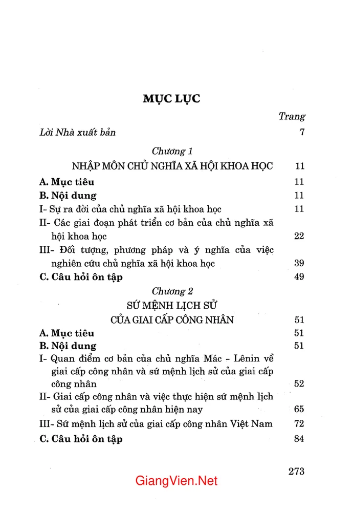Trang 1 - Ảnh minh họa nội dung sách Giáo trình Chủ nghĩa xã hội khoa học - không chuyên
