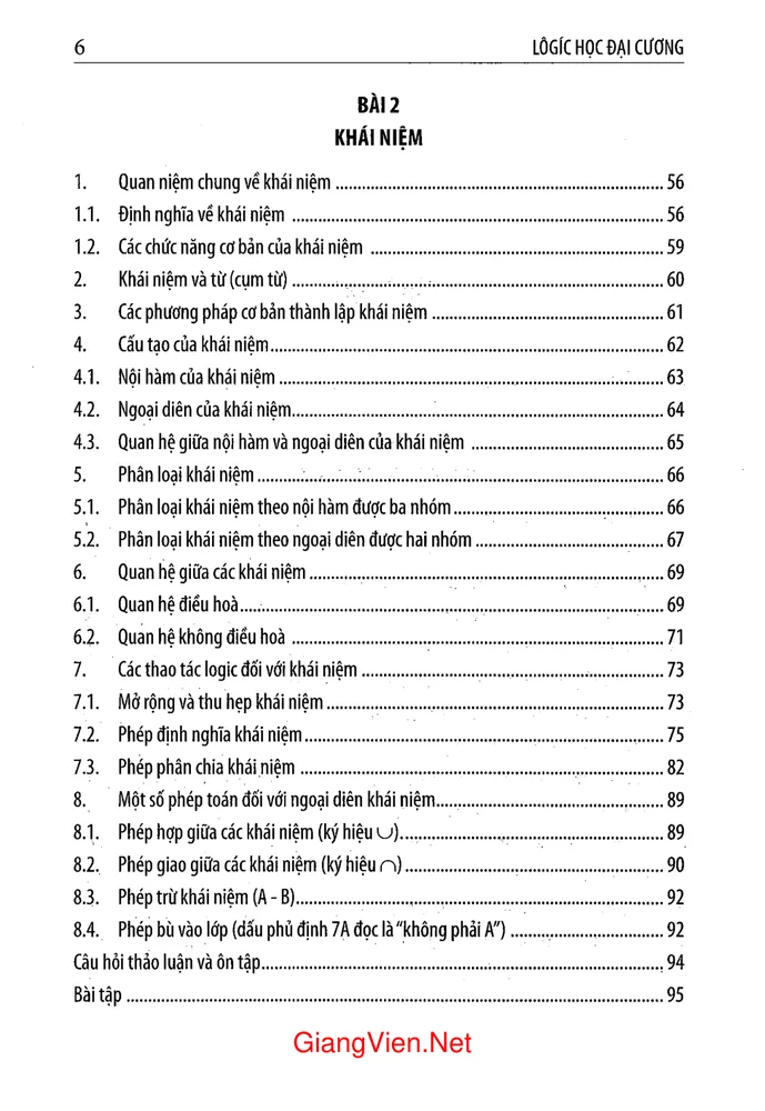 Mục lục chi tiết trang 1 sách Logic học đại cương (Tác giả Nguyễn Thúy Vân)