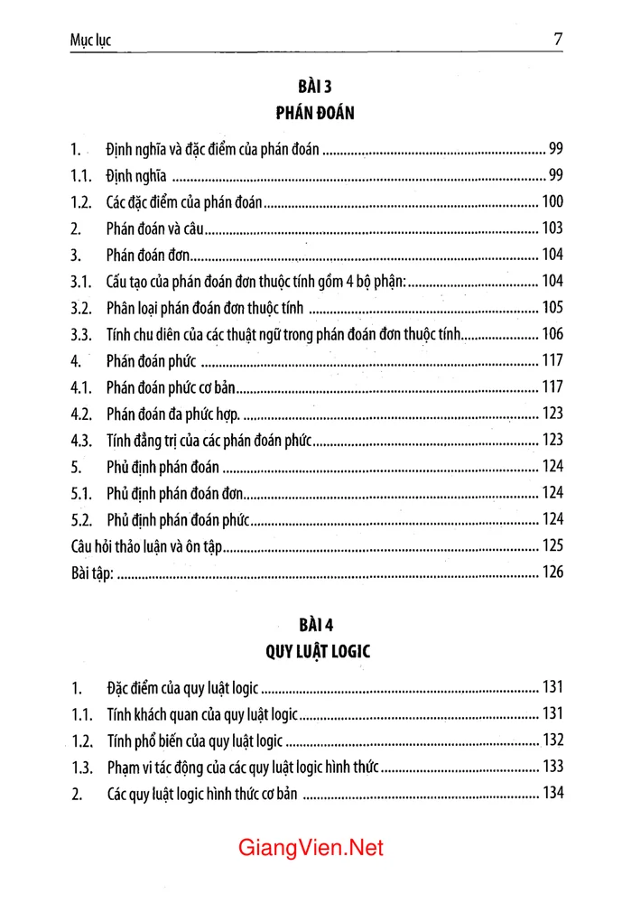Mục lục chi tiết trang 2 sách Logic học đại cương (Tác giả Nguyễn Thúy Vân)