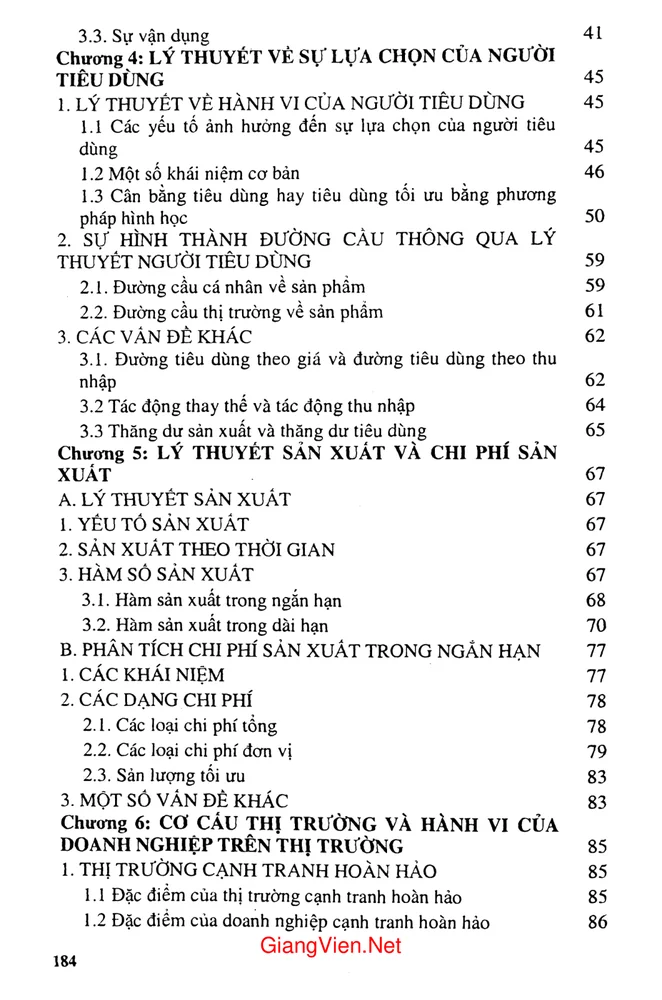 Mục lục chi tiết trang 1 sách Giáo trình kinh tế học đại cương