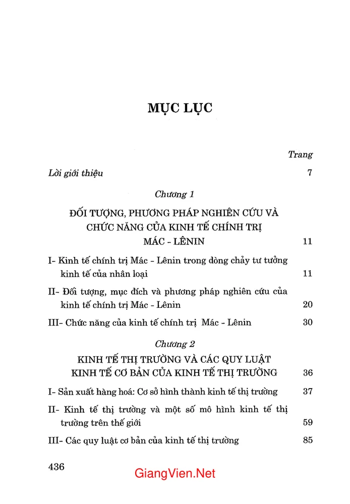 Trang 1 - Ảnh minh họa nội dung sách Giáo trình Kinh tế chính trị Mác - LêNin - chuyên