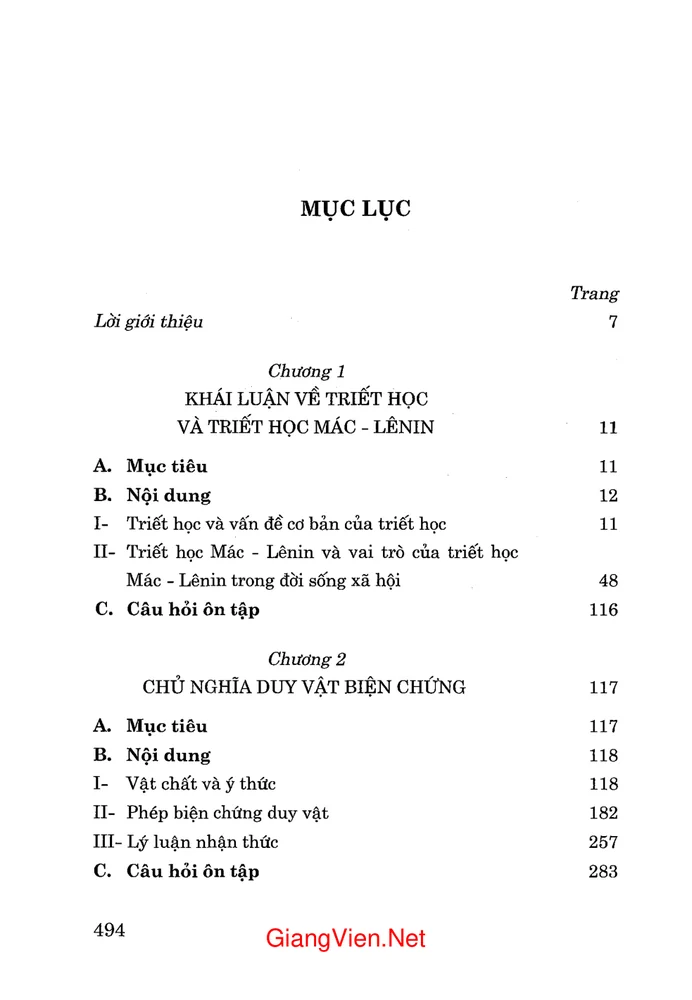 Trang 1 - Ảnh minh họa nội dung sách Giáo trình Triết học Mác - LêNin - không chuyên