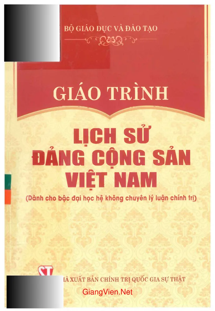 Ảnh bìa của Giáo trình Lịch sử Đảng Cộng sản Việt Nam - không chuyên
