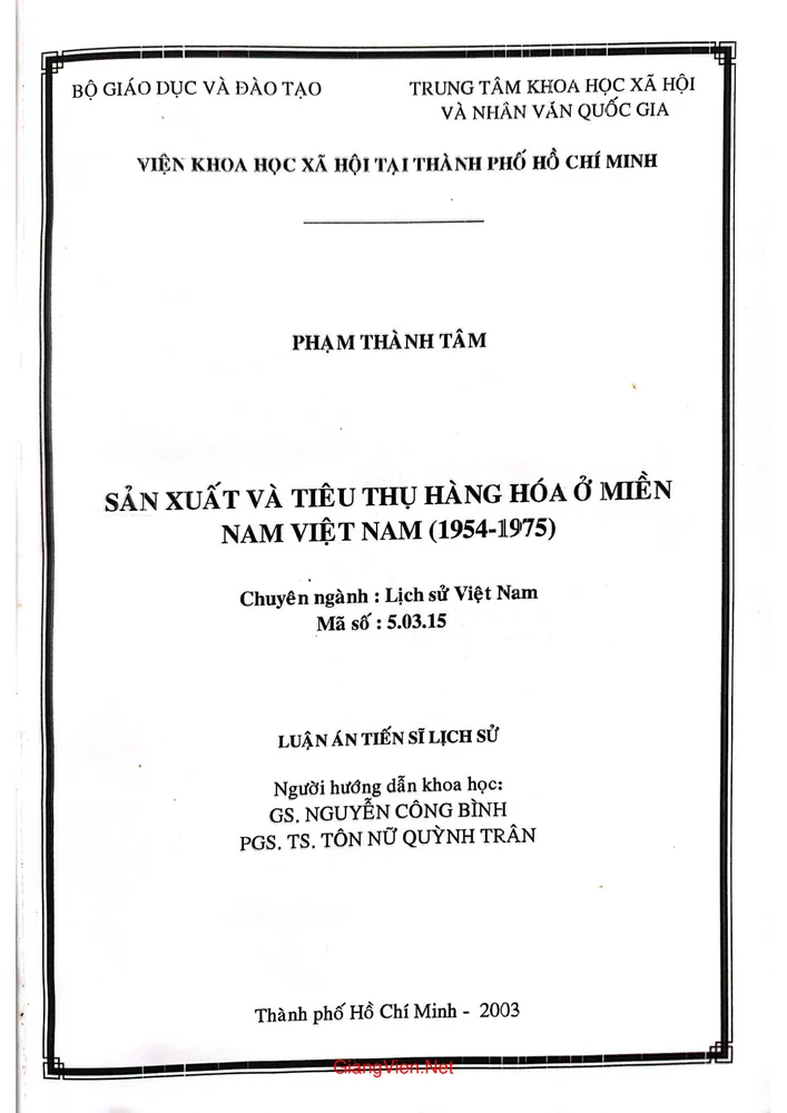 Ảnh bìa của Sản xuất và tiêu thụ hàng hóa ở Miền Nam Việt Nam (1954 - 1975)