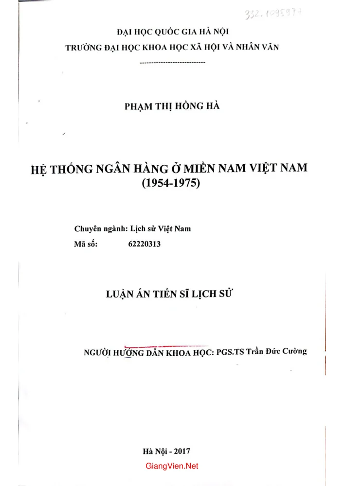 Ảnh bìa của Hệ thống ngân hàng ở miền Nam Việt Nam (1954-1975)