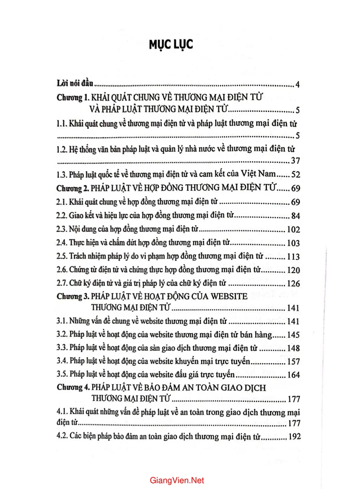 Trang 1 - Ảnh minh họa nội dung sách Giáo trình pháp luật thương mại điện tử
