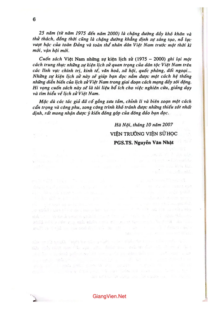 Mục lục chi tiết trang 1 sách Việt Nam những sự kiện lịch sử (1975 - 2000)