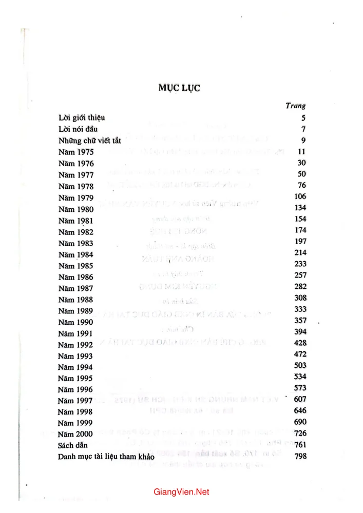 Mục lục chi tiết trang 2 sách Việt Nam những sự kiện lịch sử (1975 - 2000)