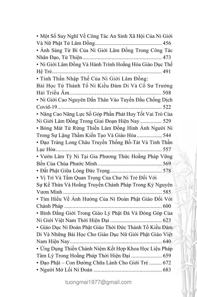 Mục lục chi tiết trang 3 sách Ni giới Lâm Đồng truyền trì chánh pháp thừa hành Phật sự