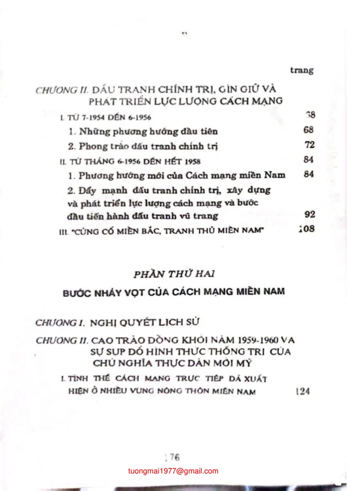 Mục lục chi tiết trang 1 sách Lịch sử cách mạng miền Nam Việt Nam giai đoạn 1954- 1960