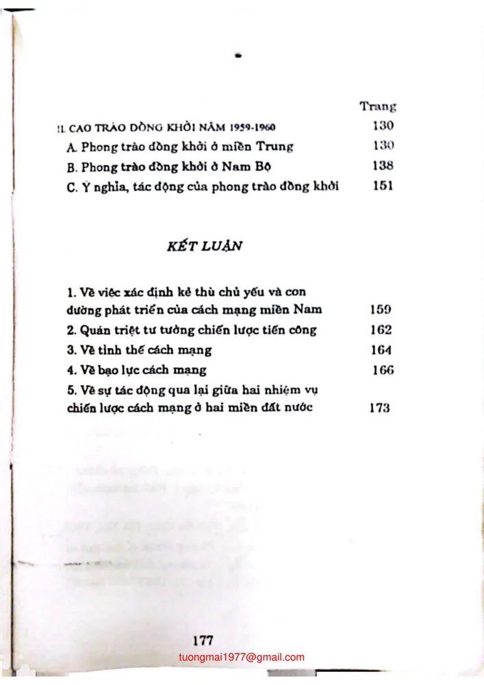 Mục lục chi tiết trang 2 sách Lịch sử cách mạng miền Nam Việt Nam giai đoạn 1954- 1960