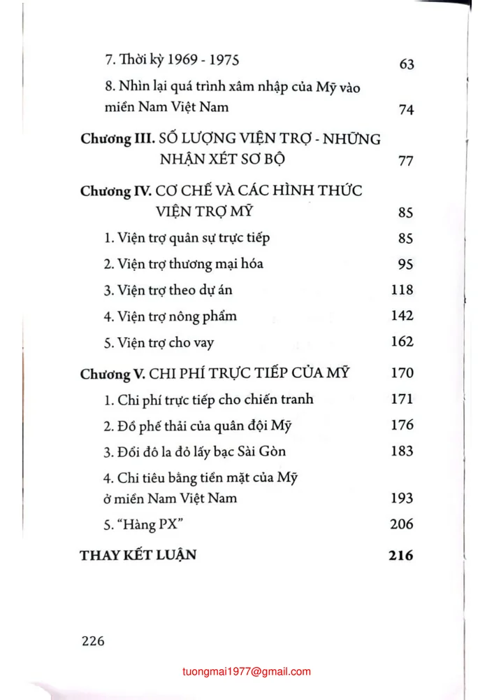 Mục lục chi tiết trang 1 sách 21 năm viện trợ Mỹ ở Việt Nam