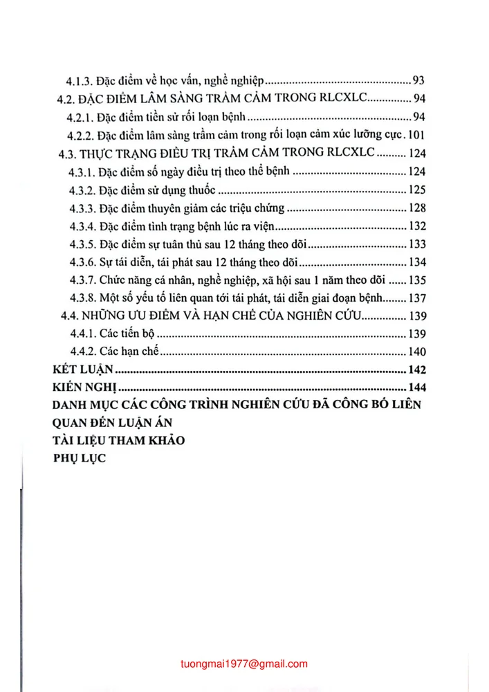 Trang 3 - Ảnh minh họa nội dung sách Nghiên cứu đặc điểm lâm sàng và thực trạng điều trị trầm cảm ở người bệnh rối loạn cảm xúc lưỡng cực tại Viện sức khỏe tâm th