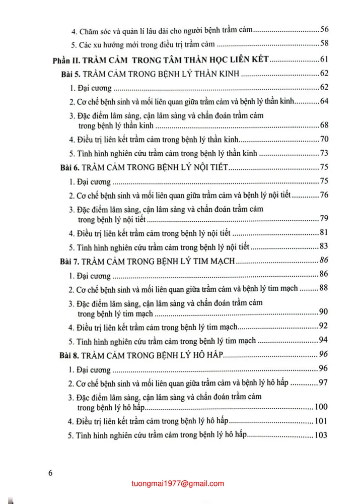 Mục lục chi tiết trang 1 sách Trầm cảm trong tâm thần học liên kết