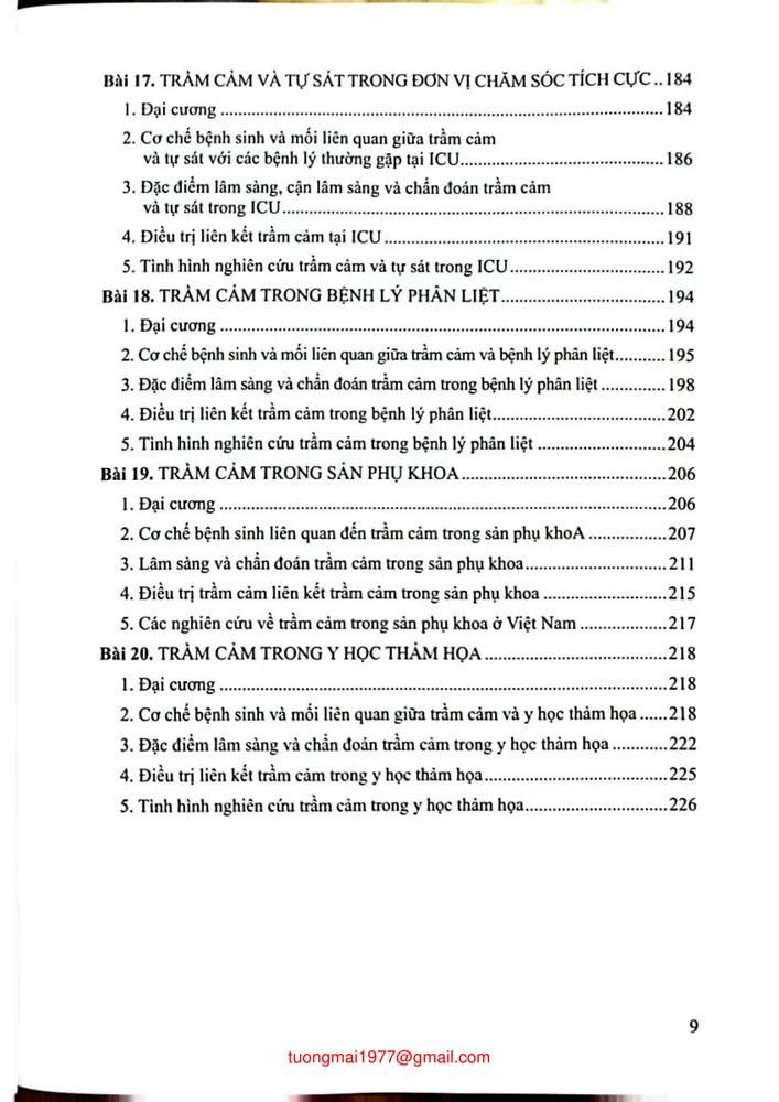 Mục lục chi tiết trang 4 sách Trầm cảm trong tâm thần học liên kết