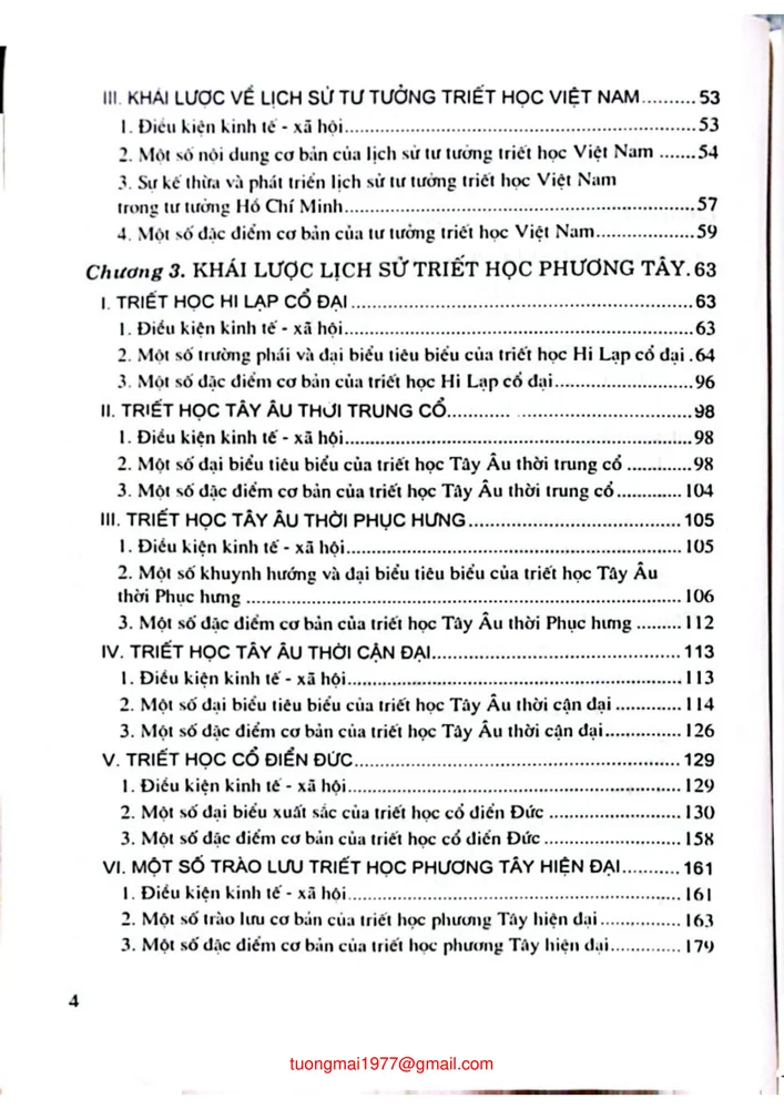 Mục lục chi tiết trang 1 sách Lịch sử triết học